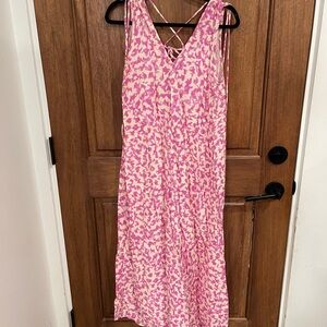Pink and White Sleeveless Maxi Dress